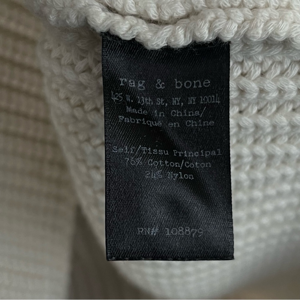 Rag & Bone Chunky Knit Greer Pullover Sweater Women’s M Ivory/Black Stripe Crew - Picture 9 of 13